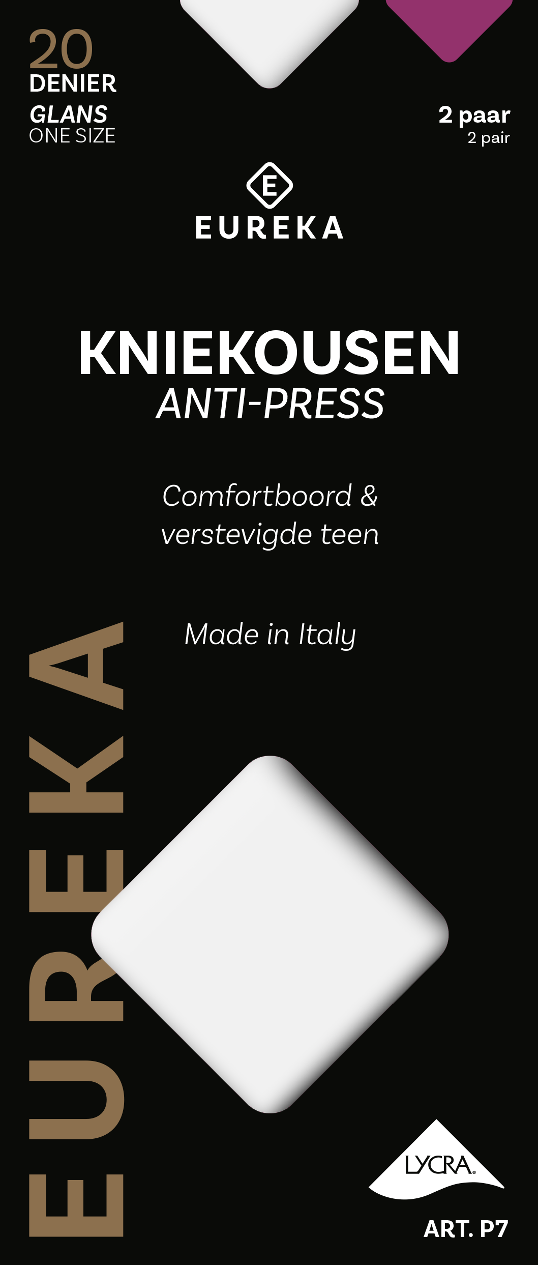Kniekousen 20 Denier Lycra - Meerdere Kleuren - 2 Paar